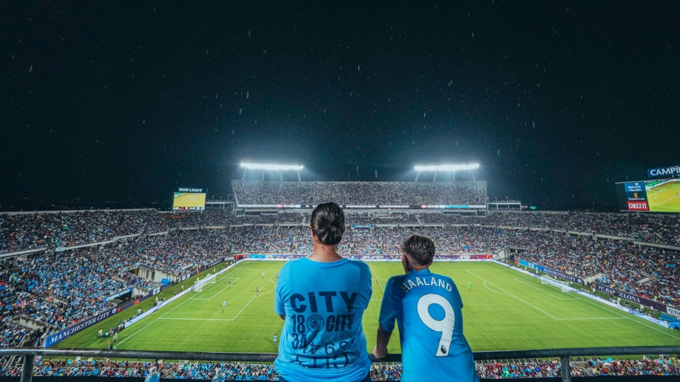 WHAT A VIEW : City fans watch on.