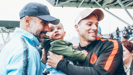 BOSS MAN: Pep took time out to meet and greet some of our youngest supporters 