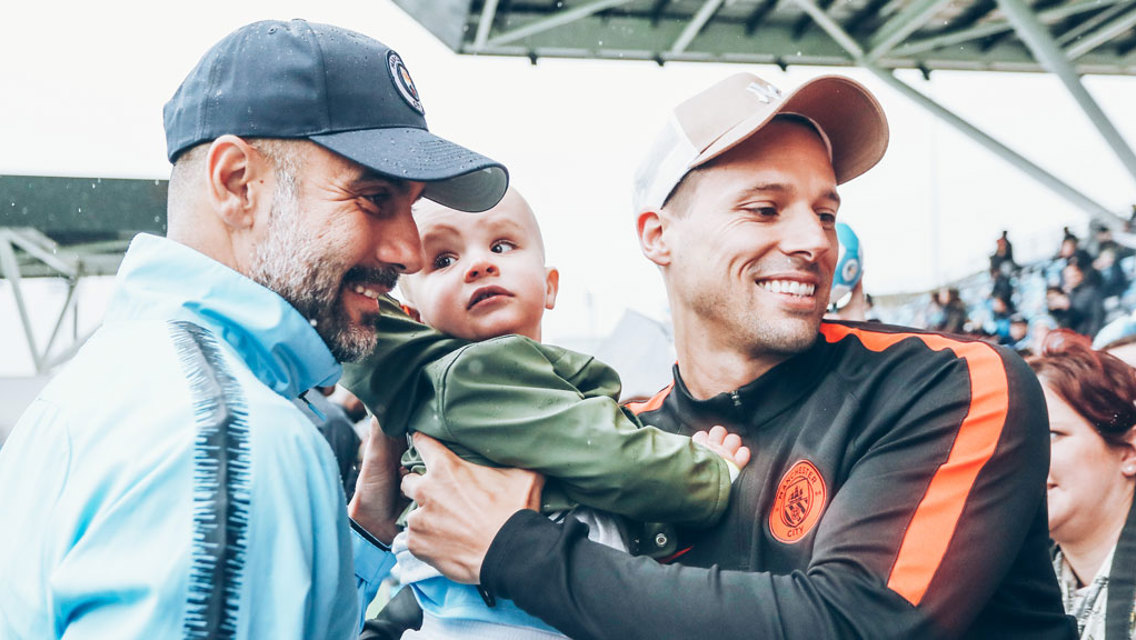 BOSS MAN: Pep took time out to meet and greet some of our youngest supporters 