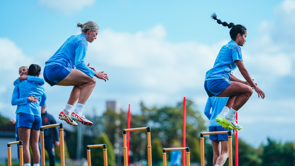 HOW HIGH? : The session gets going with some agility work