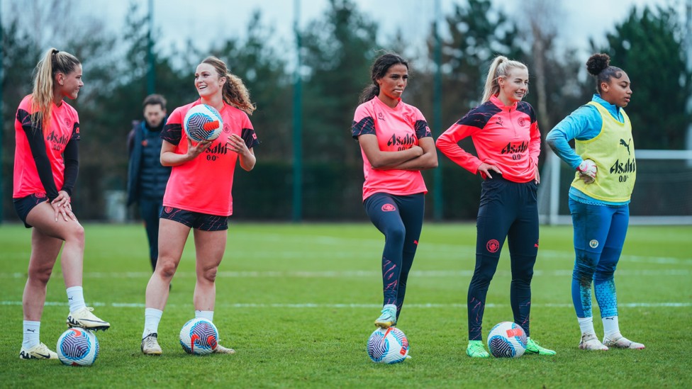 SHOTS ON GOAL : The squad prepare to have a go...