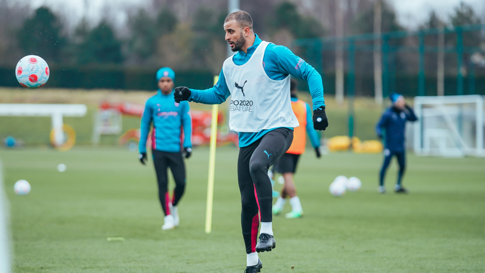 SPECIAL K: Kyle Walker putting in the hard yards during Wednesday's session