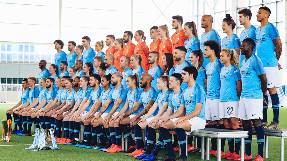 DOUBLE DELIGHT : The squads proudly pose with the Carabao and Continental Cups