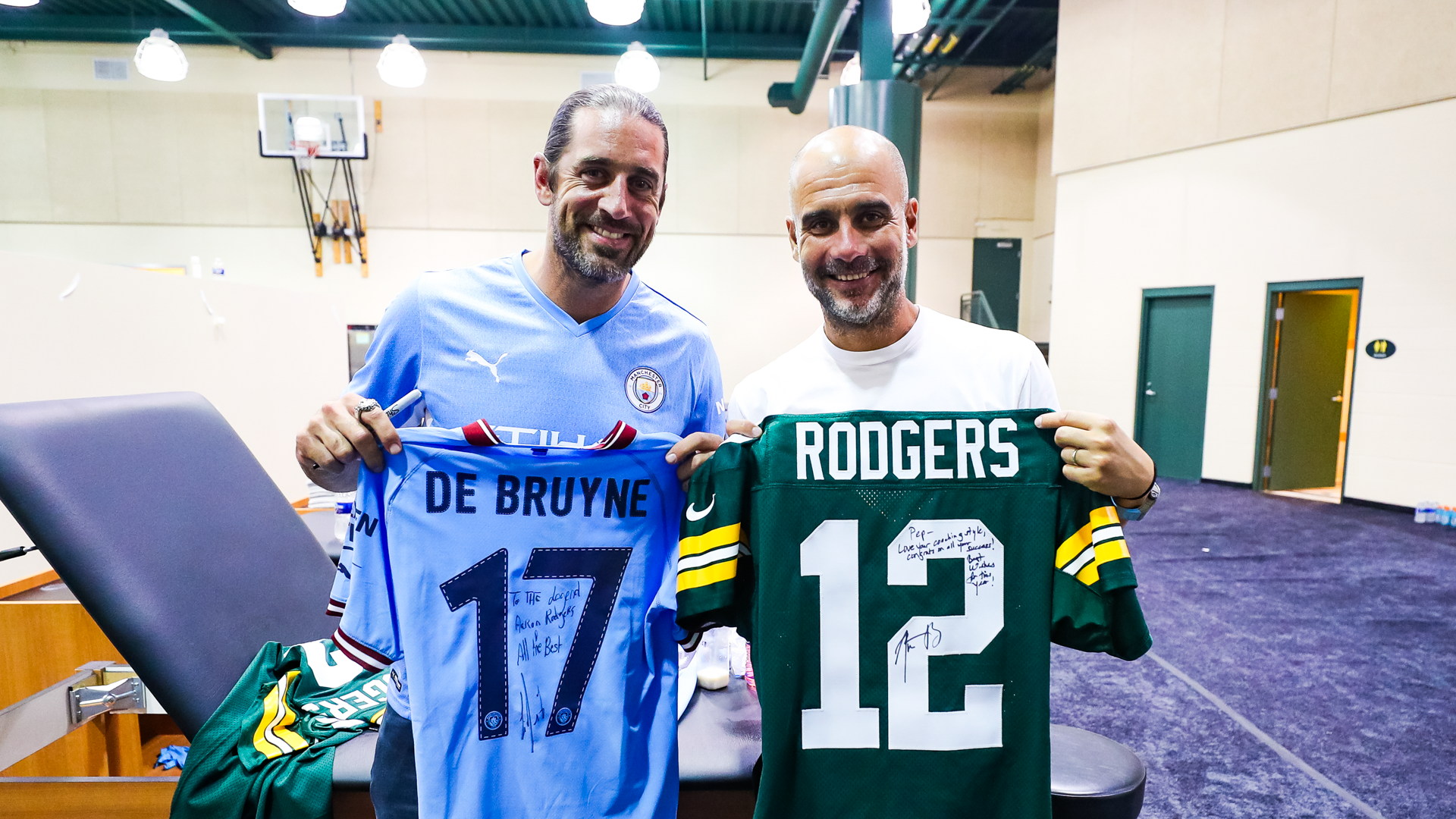 Green Bay Packers' Aaron Rodgers meets Guardiola, De Bruyne and Haaland