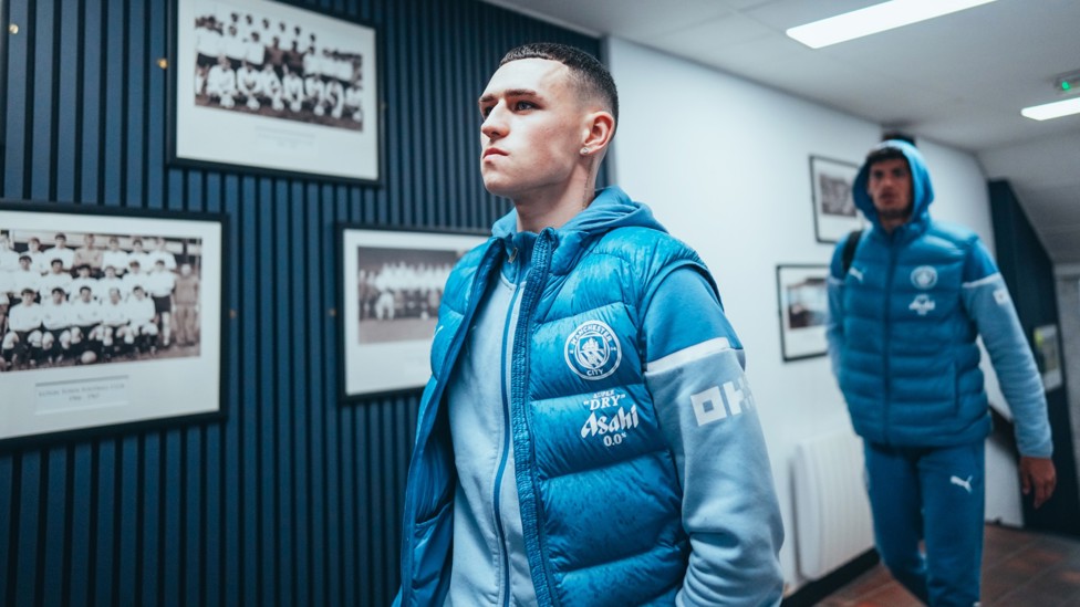PHIL-ING GOOD : Foden arrives with his game face on.