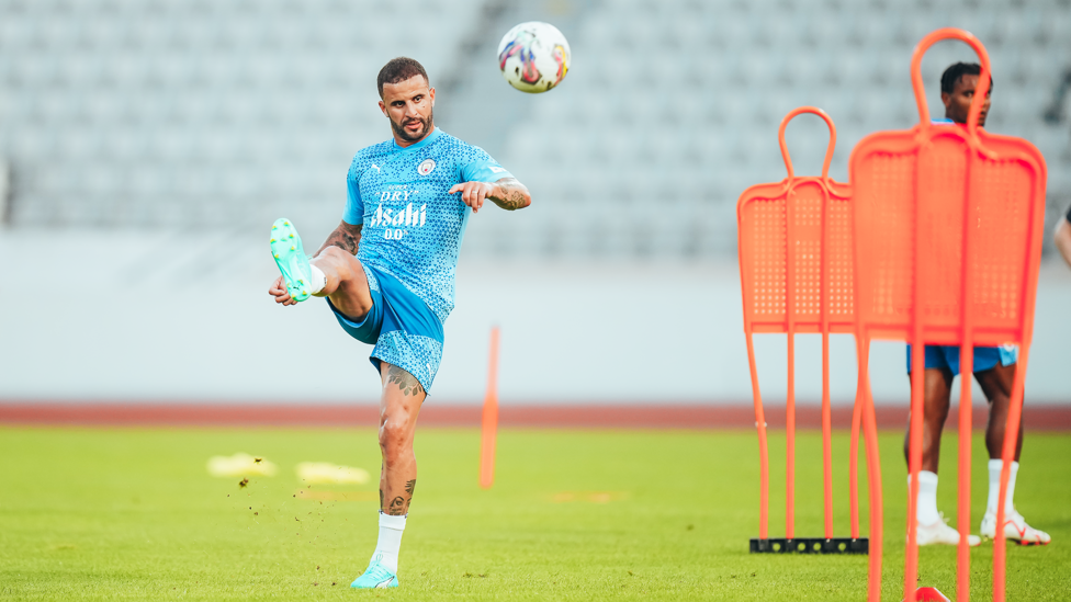 BEND IT LIKE.... : Kyle Walker showing off his curling crosses