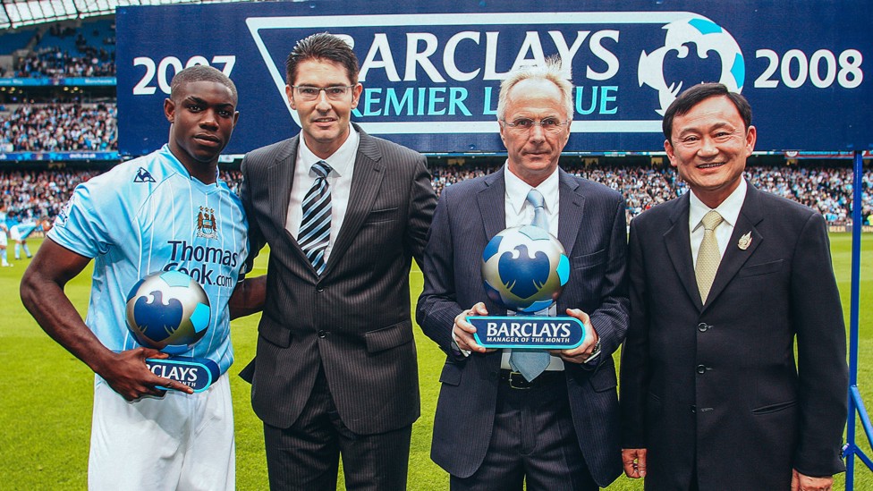 AWARDS TIME: Sven proudly holds aloft a Premier League manager of the month award for August 2007.