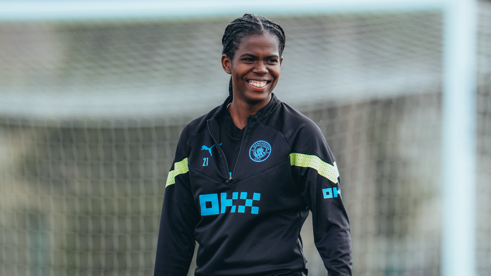 GOALS GALORE  : City's top goalscorer Khadija 'Bunny' Shaw looks relaxed ahead of our meeting with Chelsea