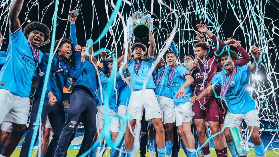 OH WHAT A NIGHT : Celebrations are in full swing on the Etihad pitch!