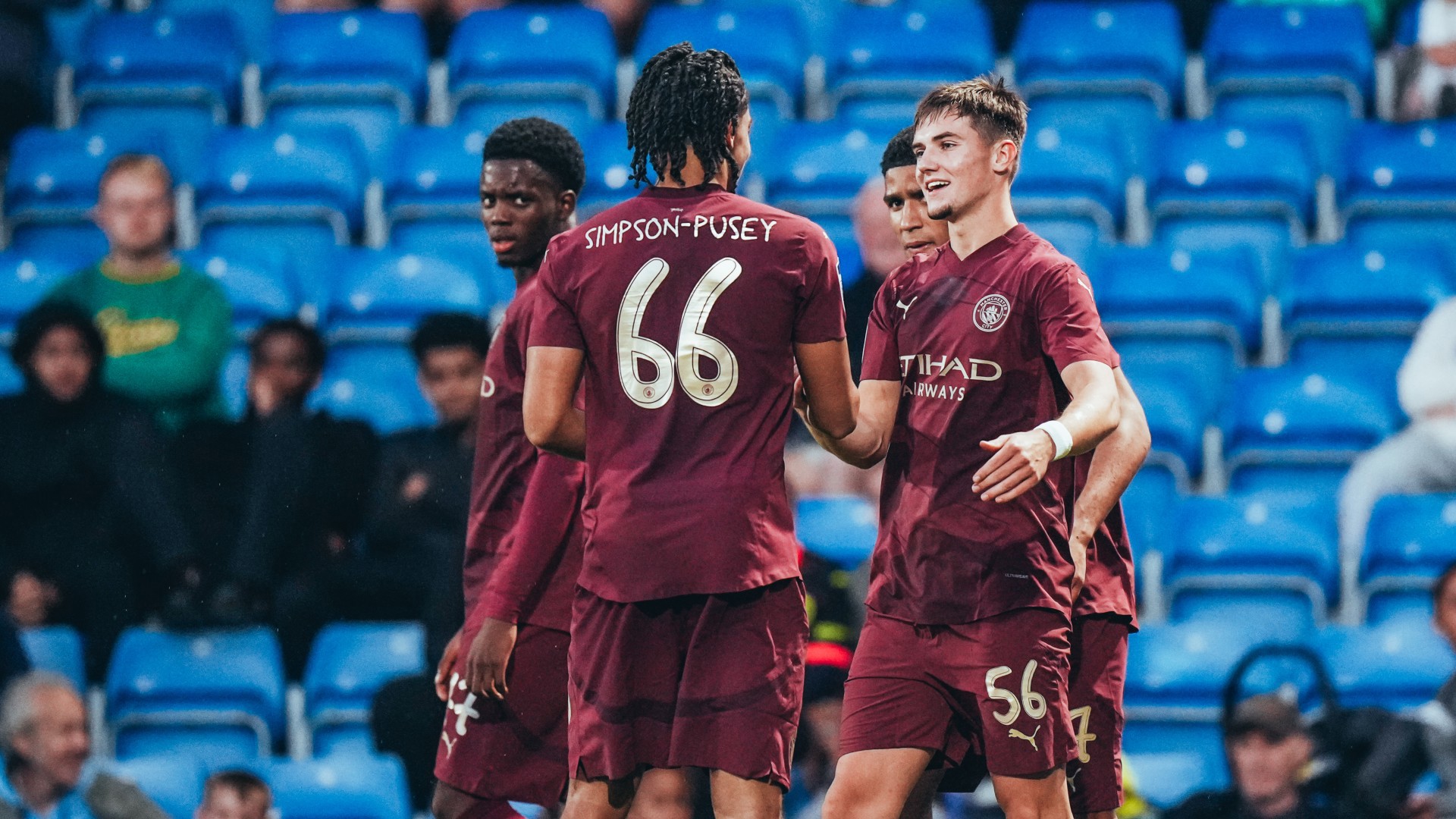  : Jacob Wright and his team-mates celebrate his goal against Chesterfield in August.