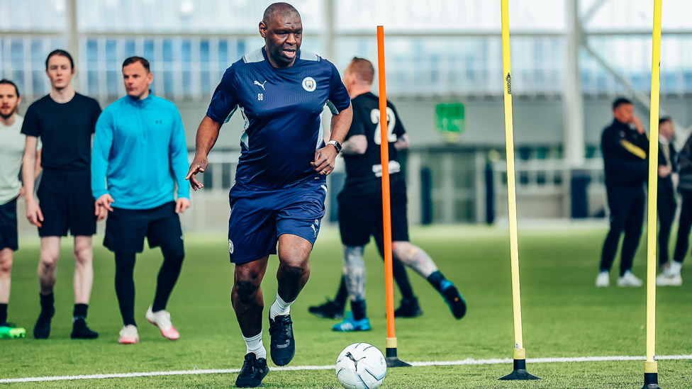 TIGHT CONTROL : Shaun Goater accelerates into space