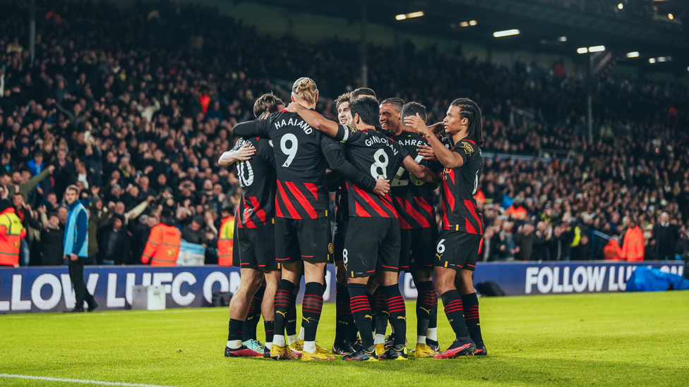 BACK TO WORK : City register a 3-1 win over Leeds United to restart the Premier League season after the World Cup break