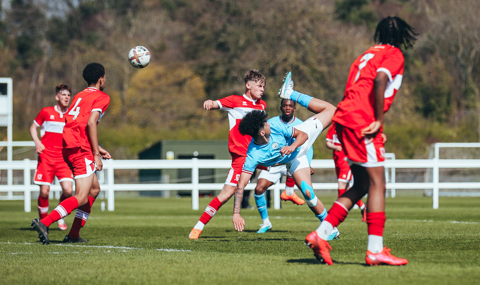 SCORPION KING  : Nico O'Reilly scores a stunning scorpion kick in a crucial 2-1 win over Middlesbrough.