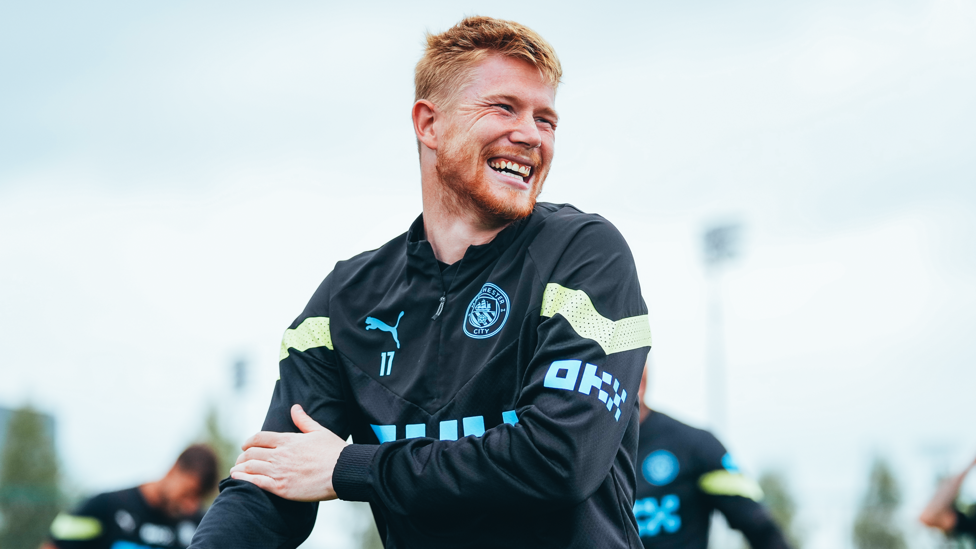 DE LIGHTED : Kevin De Bruyne cracks a smile at the CFA