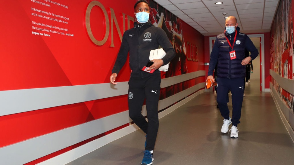 AWAY DAY : Sterling and co arrive at Anfield.