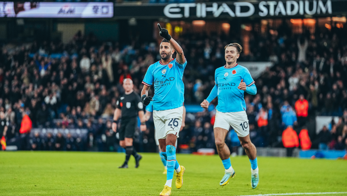 CELEBRATE: Riyad enjoyed that one!