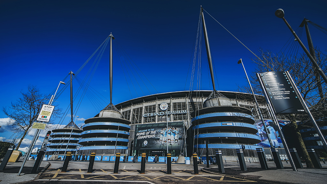 BLUE FOR YOU: Another stunning exterior shot of the Etihad