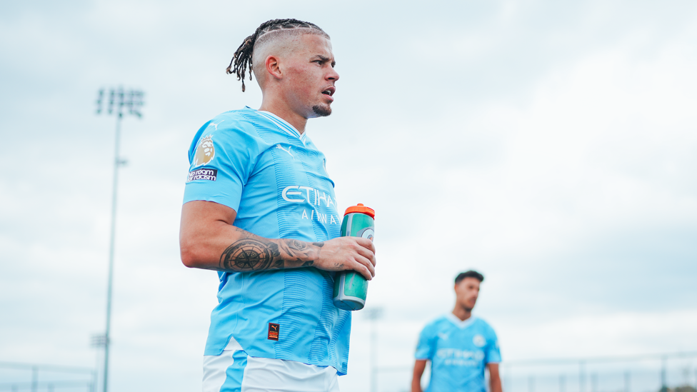 REFUEL : Kalvin Phillips rests up for the next drill