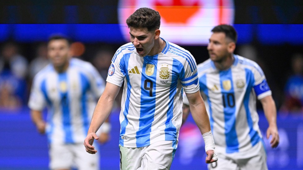 OFF THE MARK : Alvarez scores Argentina's first goal of the tournament