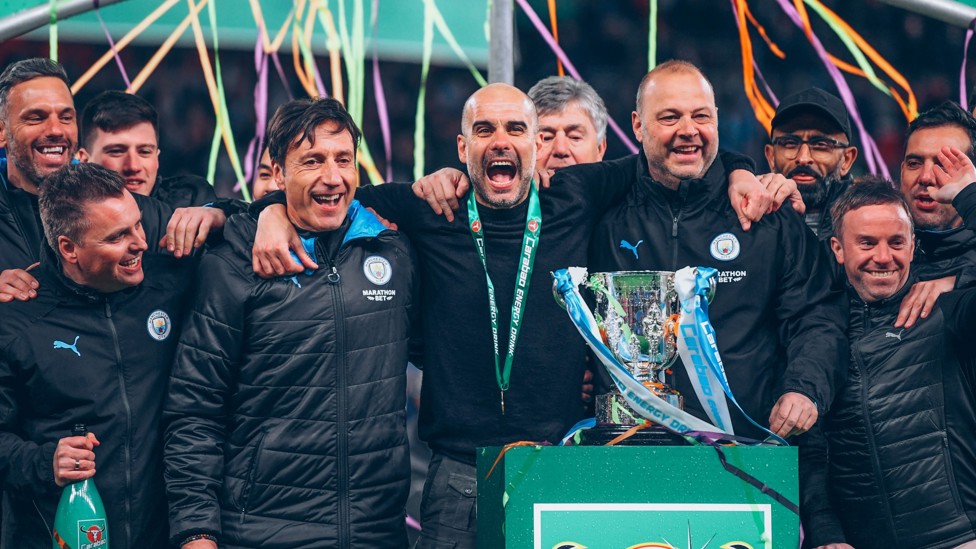 TWO’S COMPANY : A third successive Carabao Cup was secured on 1 March 2020 courtesy of a 2-1 victory over Aston Villa at Wembley.