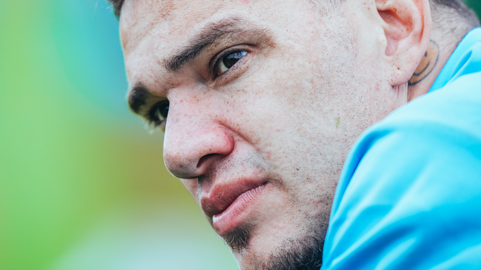 SAFE HANDS : Ederson focused on the task at hand.