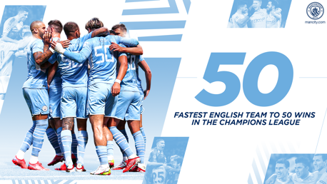 City become fastest English team to register 50 Champions League wins