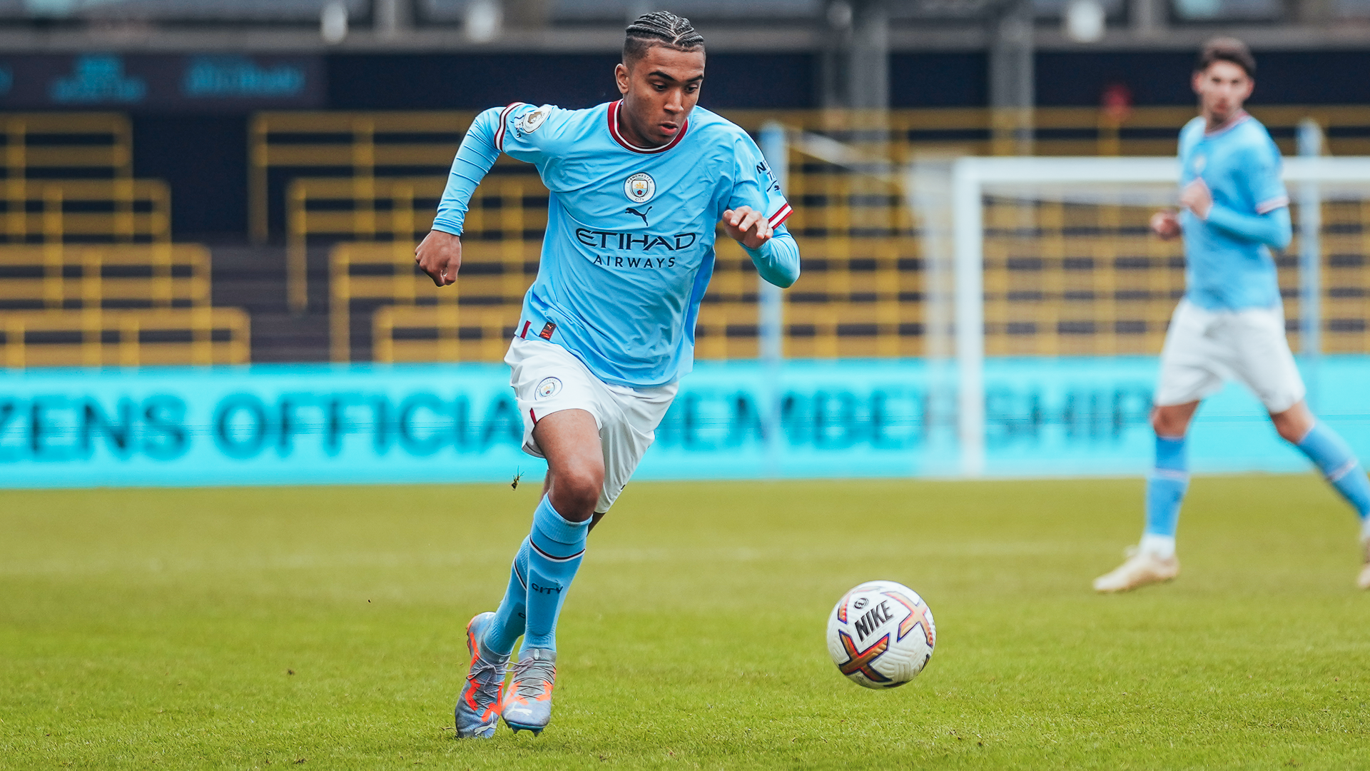 ON THE BALL: Lakyle Samuel drives forward for City.