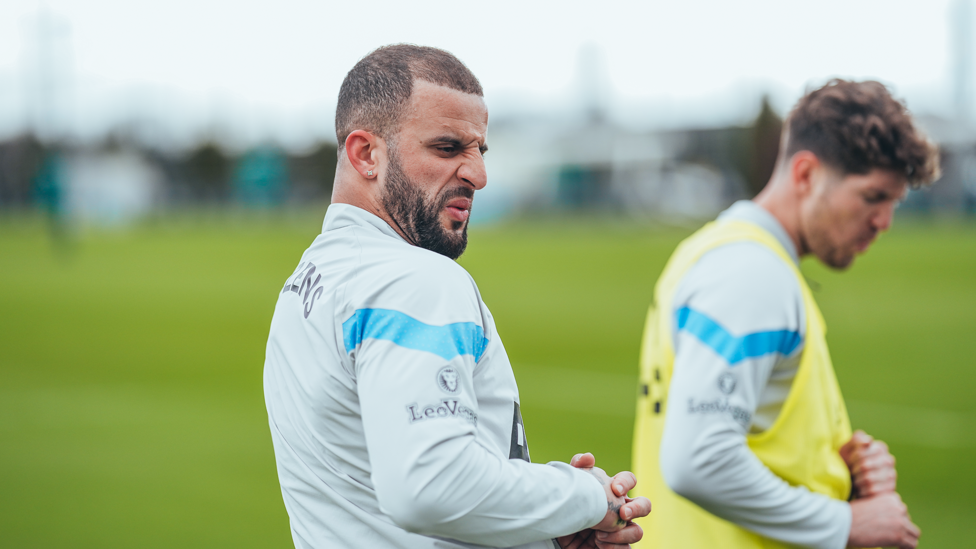 FREEZE FRAME: Something has got Kyle Walker and John Stones' attention!