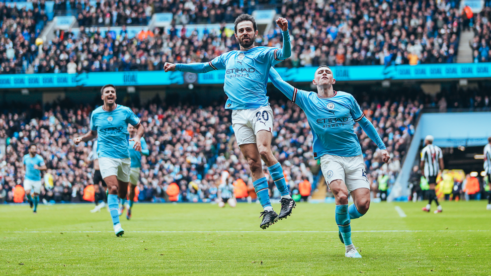 JUMPING FOR JOY: Bernardo Silva doubles our lead to the delight of our Portuguese!