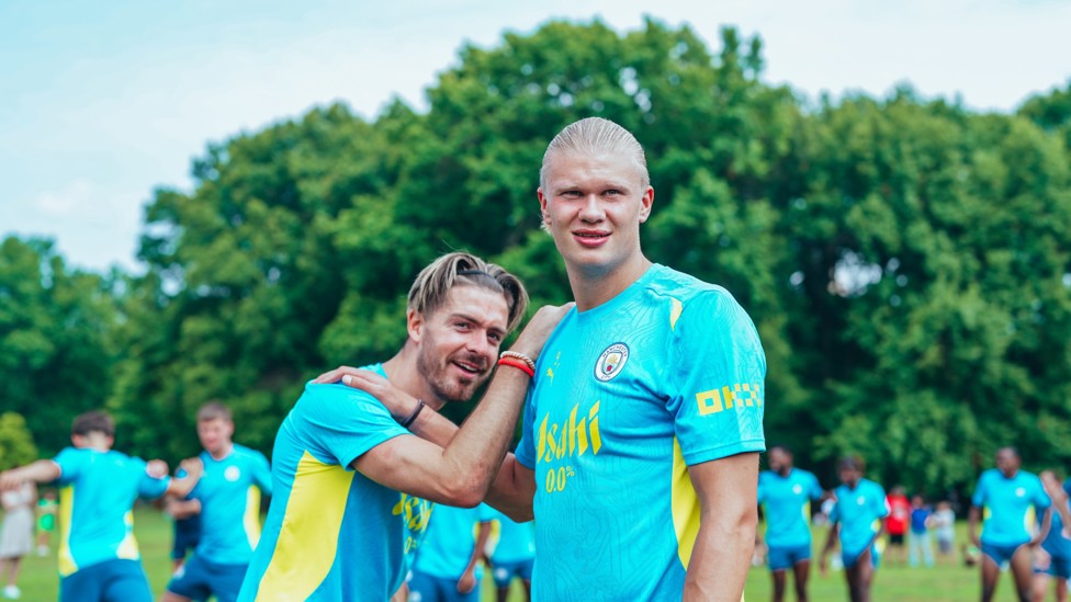 DYNAMIC DUO : Jack Grealish and Erling Haaland stretch out