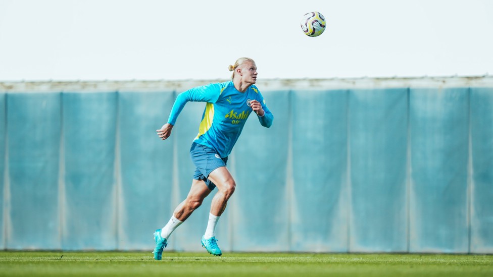 EYES ON THE PRIZE : Erling Haaland watches the ball closely