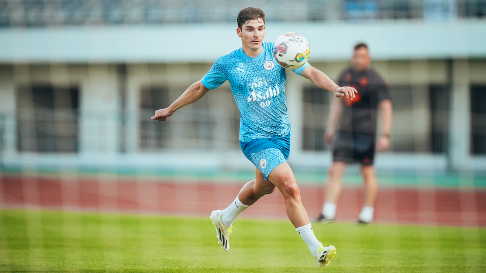 ARGENTINE ANGEL : Julian Alvarez looking graceful as he eyes up his shot