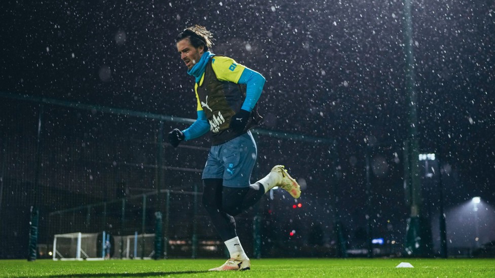 WINTER WEATHER : Jack Grealish puts in the hard yards