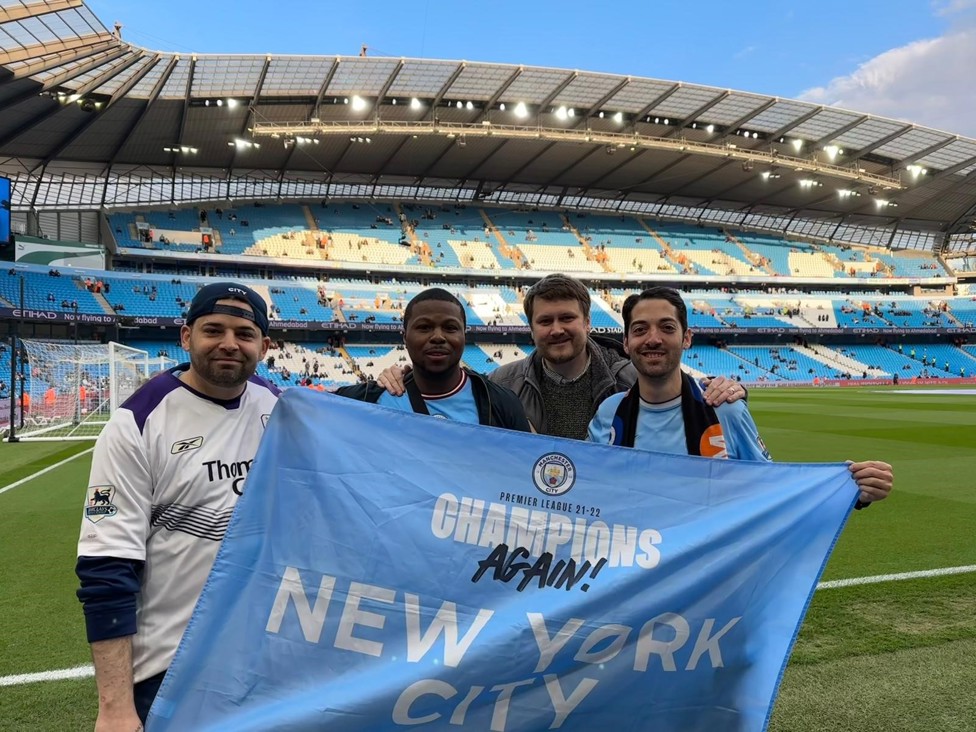  : New York City members soaking up the atmosphere pitch side. 