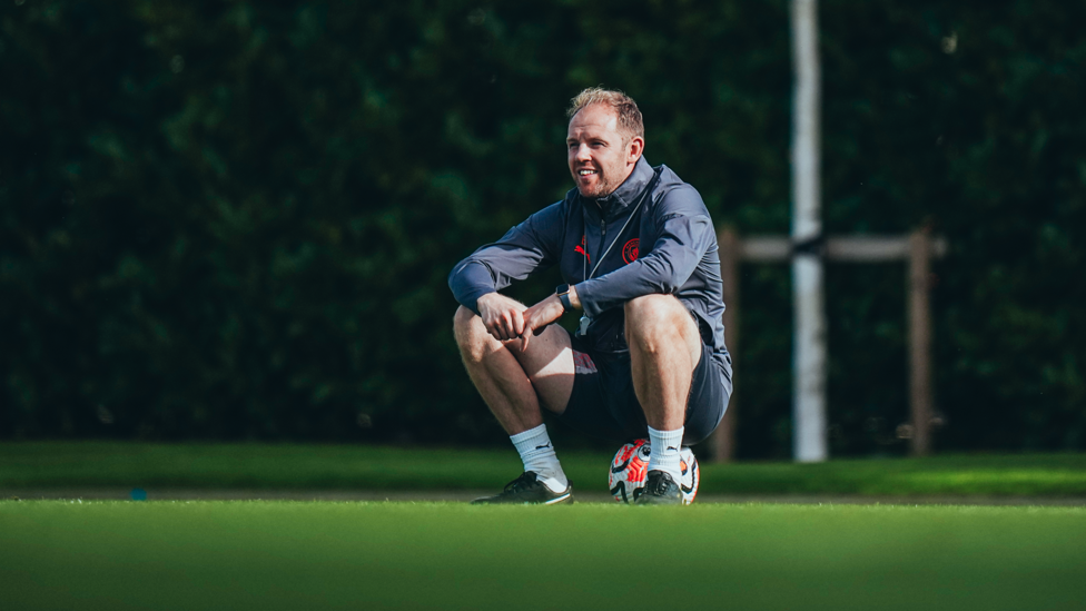 WATCHING BRIEF: Under-18s head coach Ben Wilkinson watches over Tuesday's session