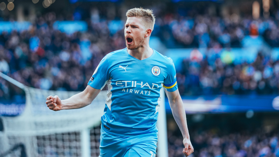 CAN YOU FEEL THE FORCE: De Bruyne pumps up the Etihad volume