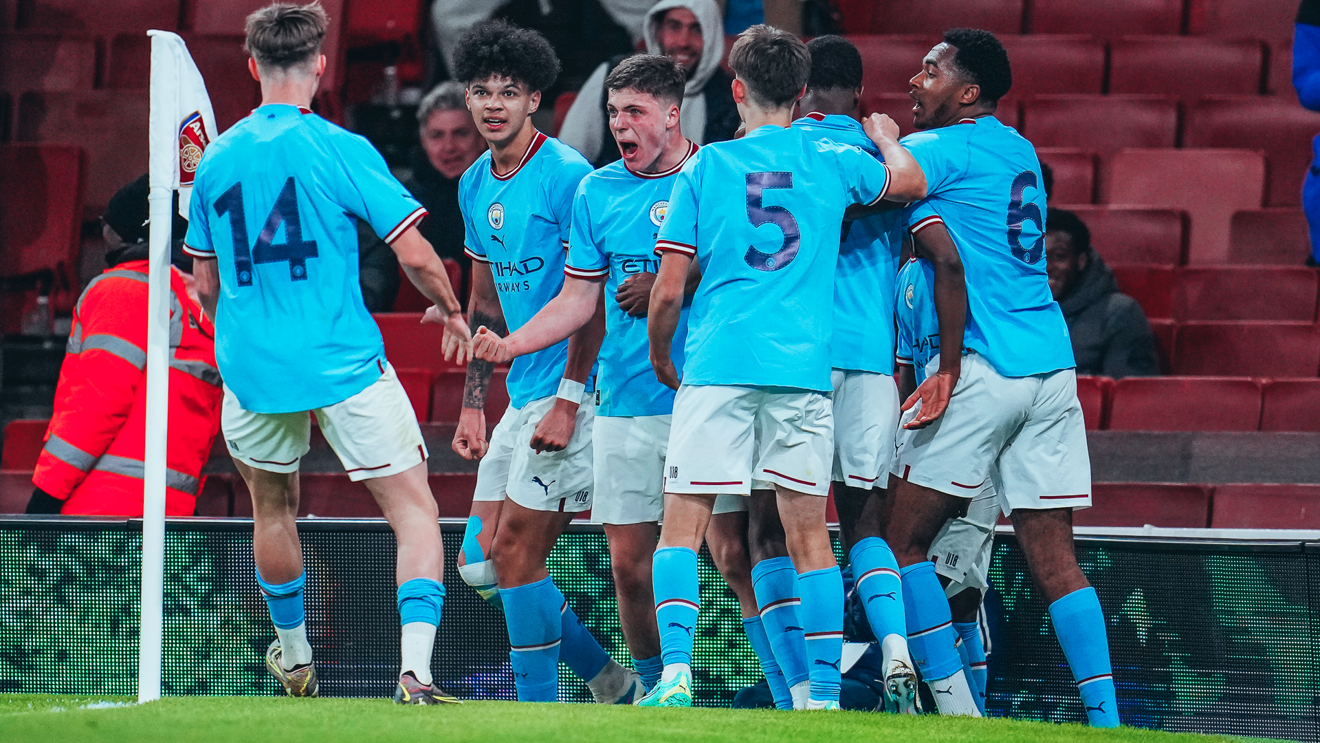 LEVEL BEST: City celebrate after Justin Oboavwoduo's strike.