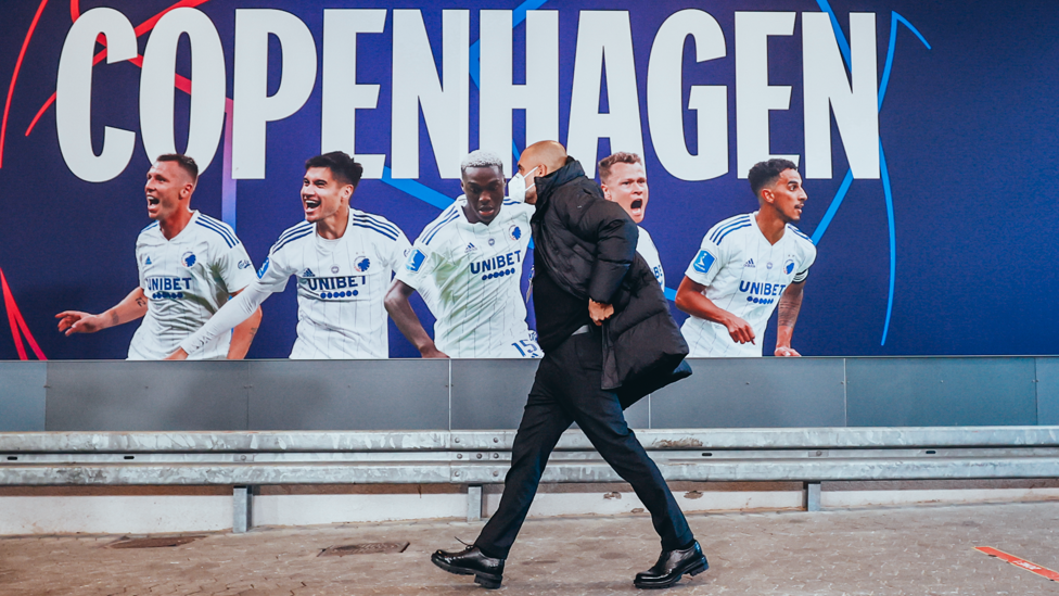 AWAY DAY : The boss arrives at the Parken Stadium.