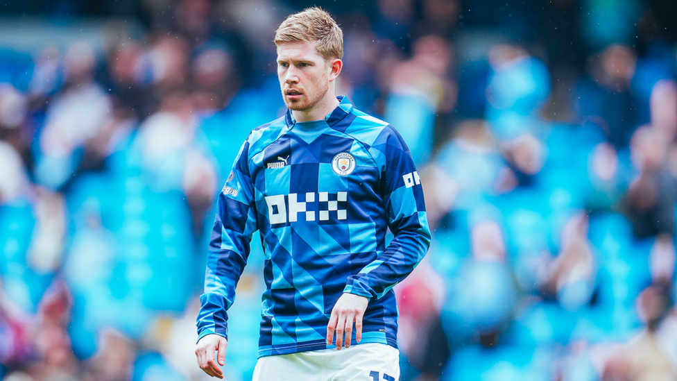 THE RETURN: Kevin de Bruyne gets warmed up ahead of his return to the starting eleven.