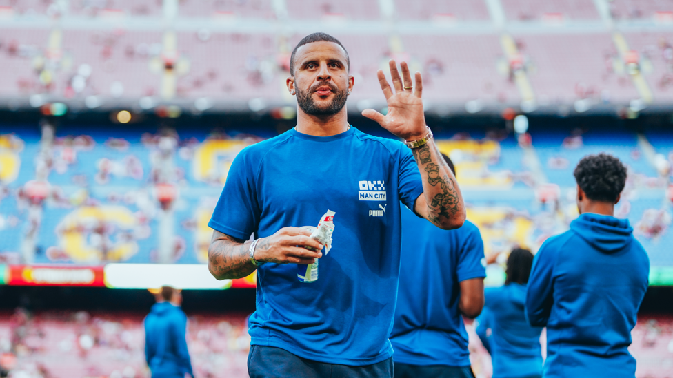 WAVING WALKER : Kyle gives a wave to the fans who have come to raise money for ALS.