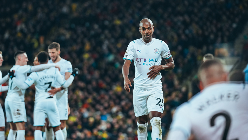 CAPTAIN FANTASTIC : Sterling celebrates his second goal but the skipper looks out for the injured Walker.