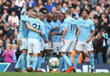 Manchester City 7-2 Stoke City 2017 group celebration.