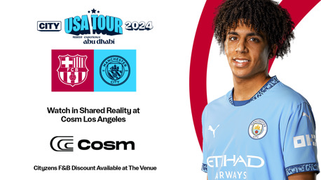 Experience Manchester City's 2024 USA Tour fixture with Barcelona at COSM Los Angeles