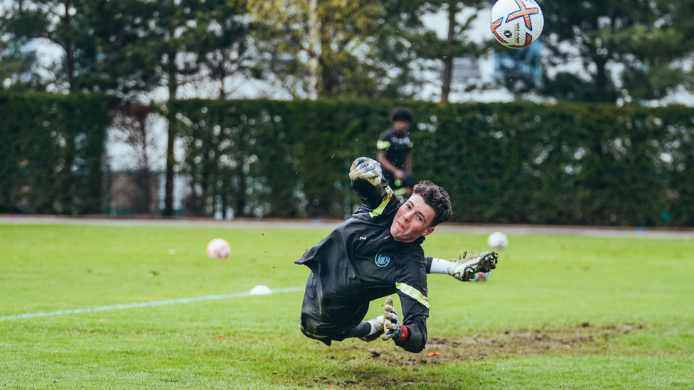 SAVE! : George Murray-Jones digs deep to pull off a fantastic save