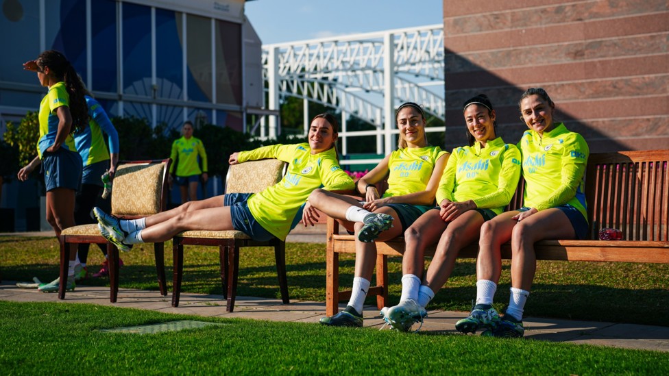 SQUAD GOALS : The players rest up after another hard days' work!