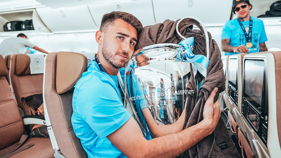 CHAMPIONS OF EUROPE : Laporte with the Champions League trophy as we secure the Treble in June 2023.