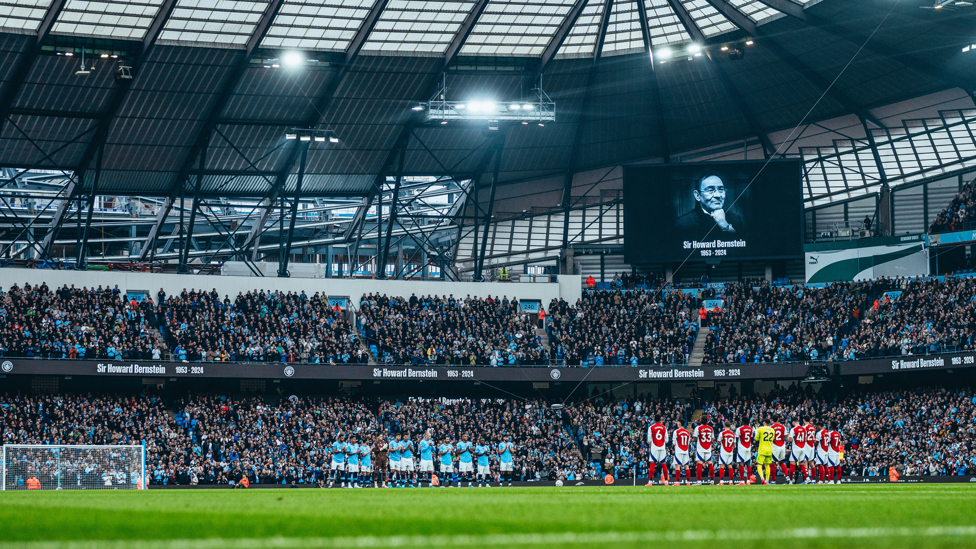 LEGEND : A minute of applause at the Etihad for the late Sir Howard Bernstein who dedicated his career to the city of Manchester.