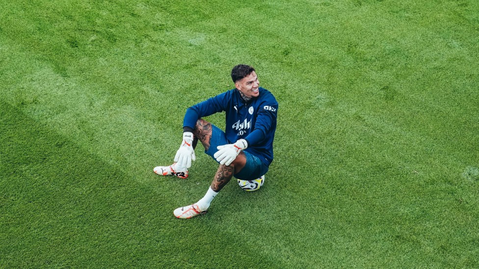 BIRTHDAY BOY : Ederson taking a quick break. 