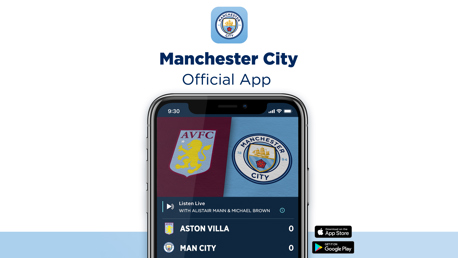 Follow Aston Villa v City on the Man City App