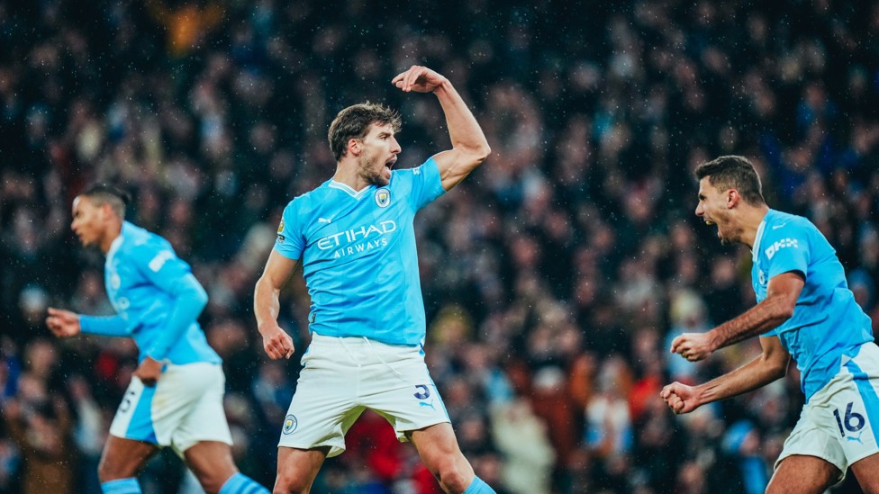 MOTIVATOR : Ruben Dias gees up his team-mates after our equaliser